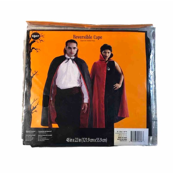 Wal-Mart Other - Halloween Reversible Cape Wal-Mart New One Size Black & Red 48"x22"